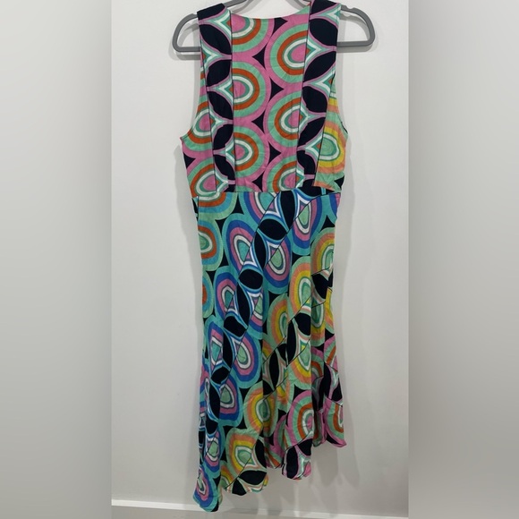 Anthropologie Kenzie Midi Dress Size L Multicolor Asymmetrical Hem Beautiful - Picture 2 of 9